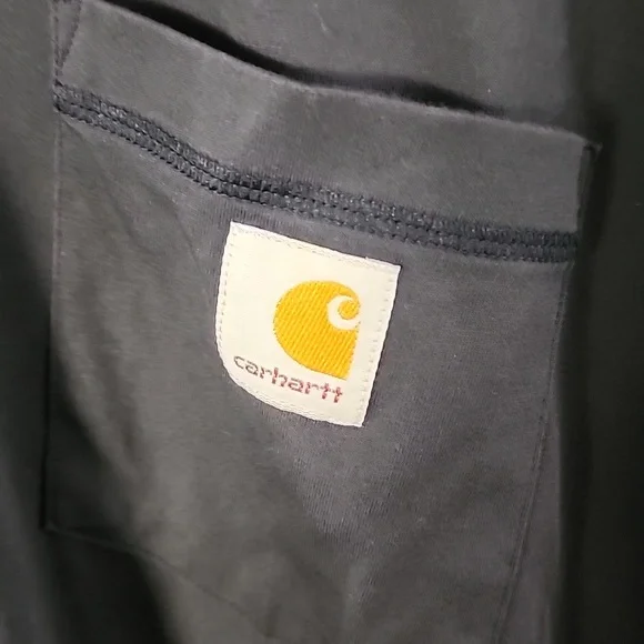 Carhartt Men’s Dark Blue Long Sleeve Pocket T-Shirt Workwear - Picture 3 of 6